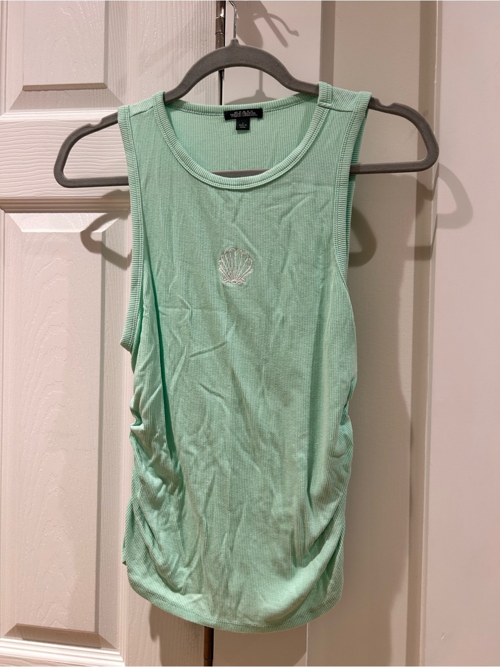 wild fable Mint Green Ribbed Tank with Shell Detail